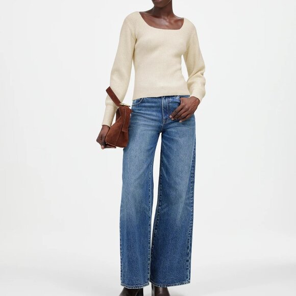 [NWT] Madewell Wool Cashmere Blend Square Neckline Sweater in Cream - Picture 5 of 6